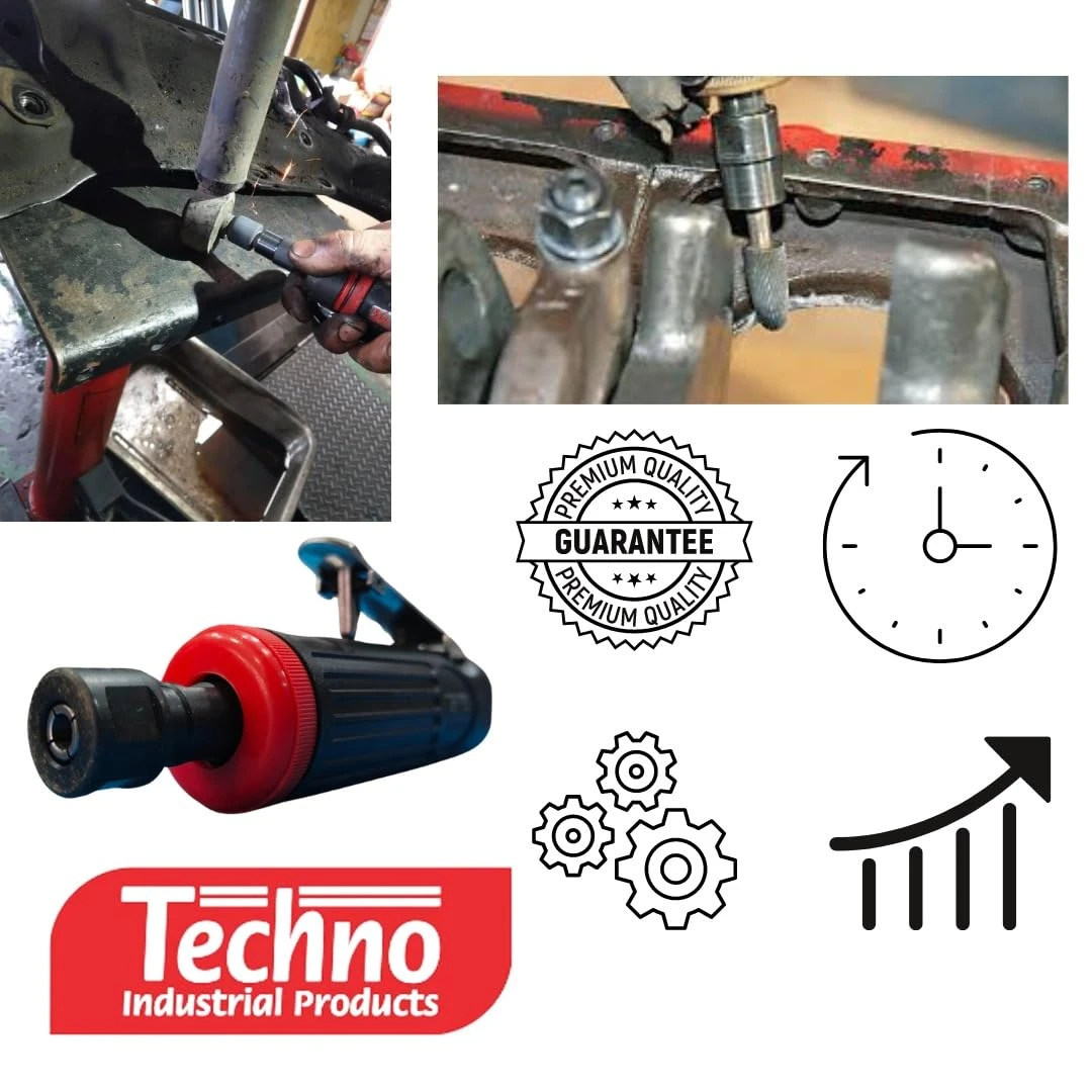 1/4 - 6 mm Techno Pneumatic Air Die Grinder Kit with Collet and Wrenches view 4