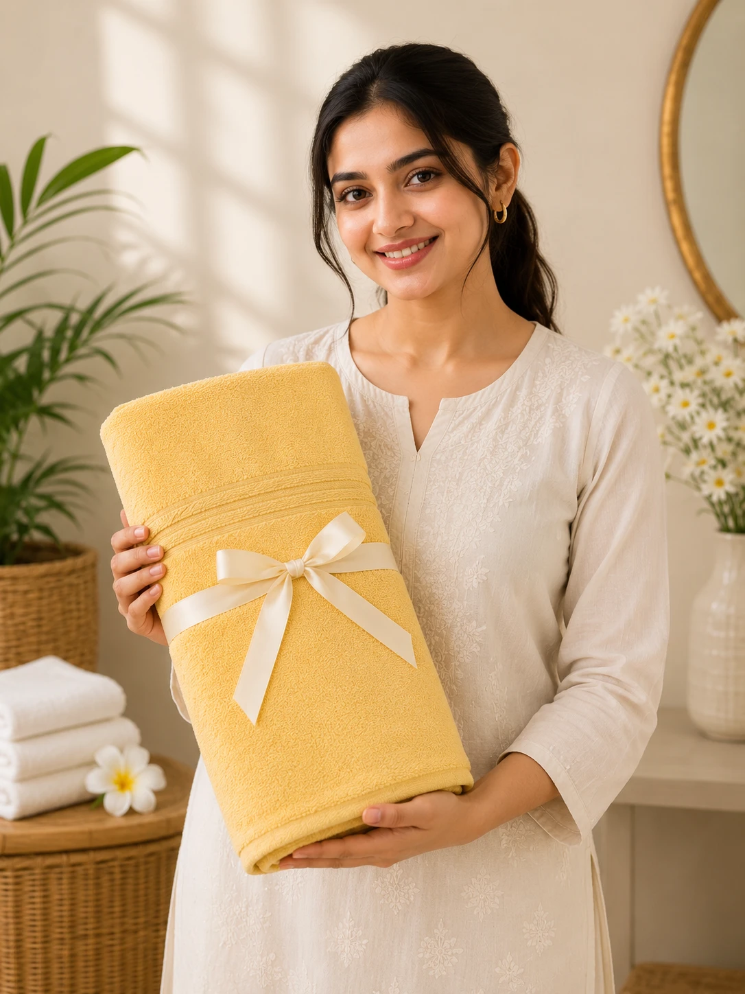 Soft Coral Cotton Bath Towel view 3