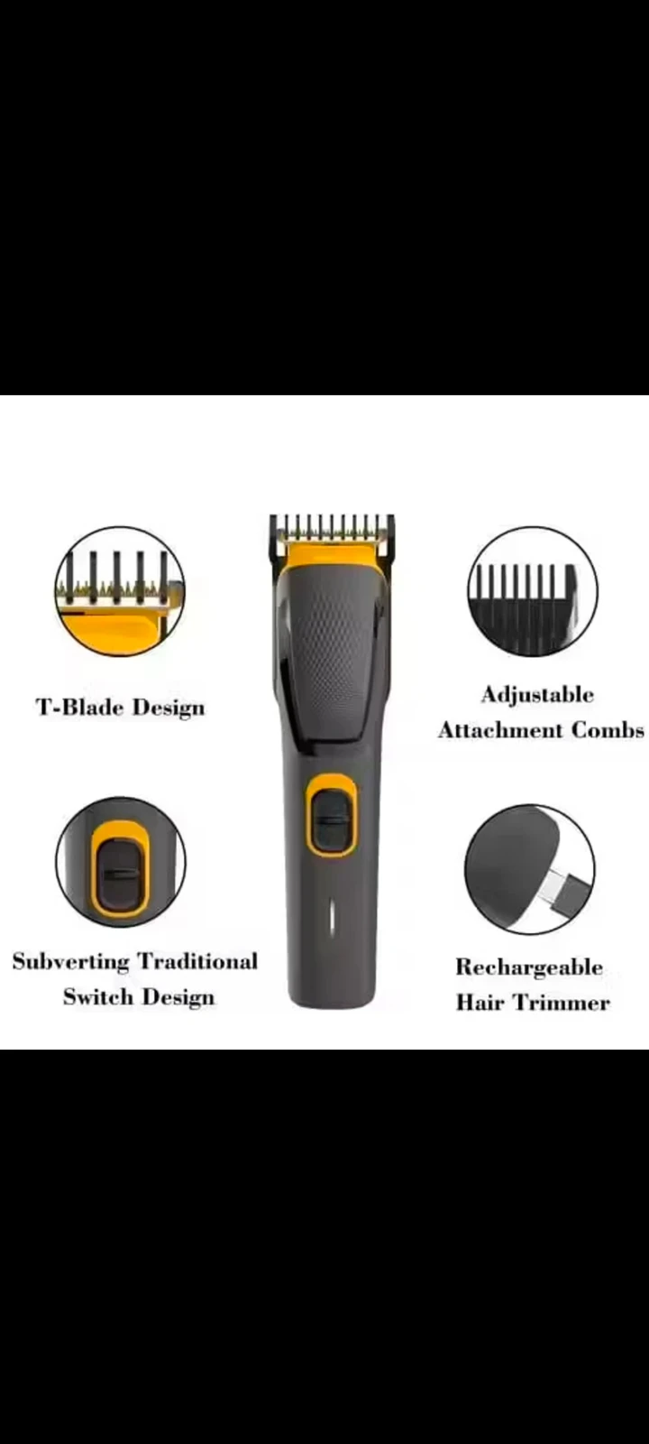 Rechargeable Beard Trimmer for Men with USB Charging and Guide Combs view 2