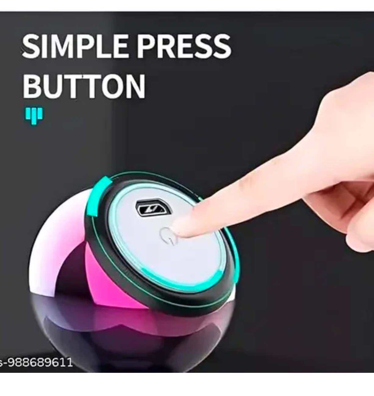 Portable RGB Bluetooth Speaker with Reflective Spherical Design view 2