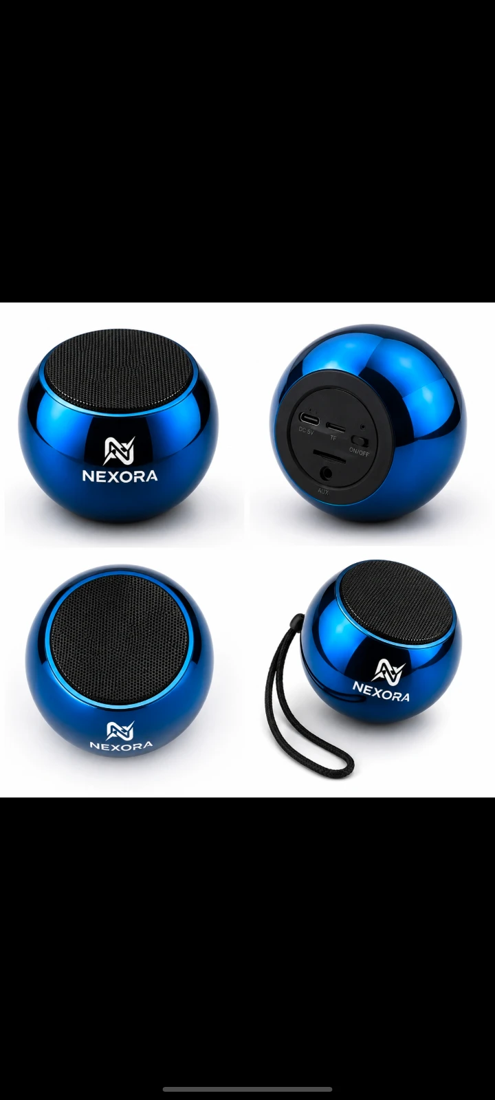 Portable Mini Bluetooth Speaker with Rechargeable Battery - Blue view 2