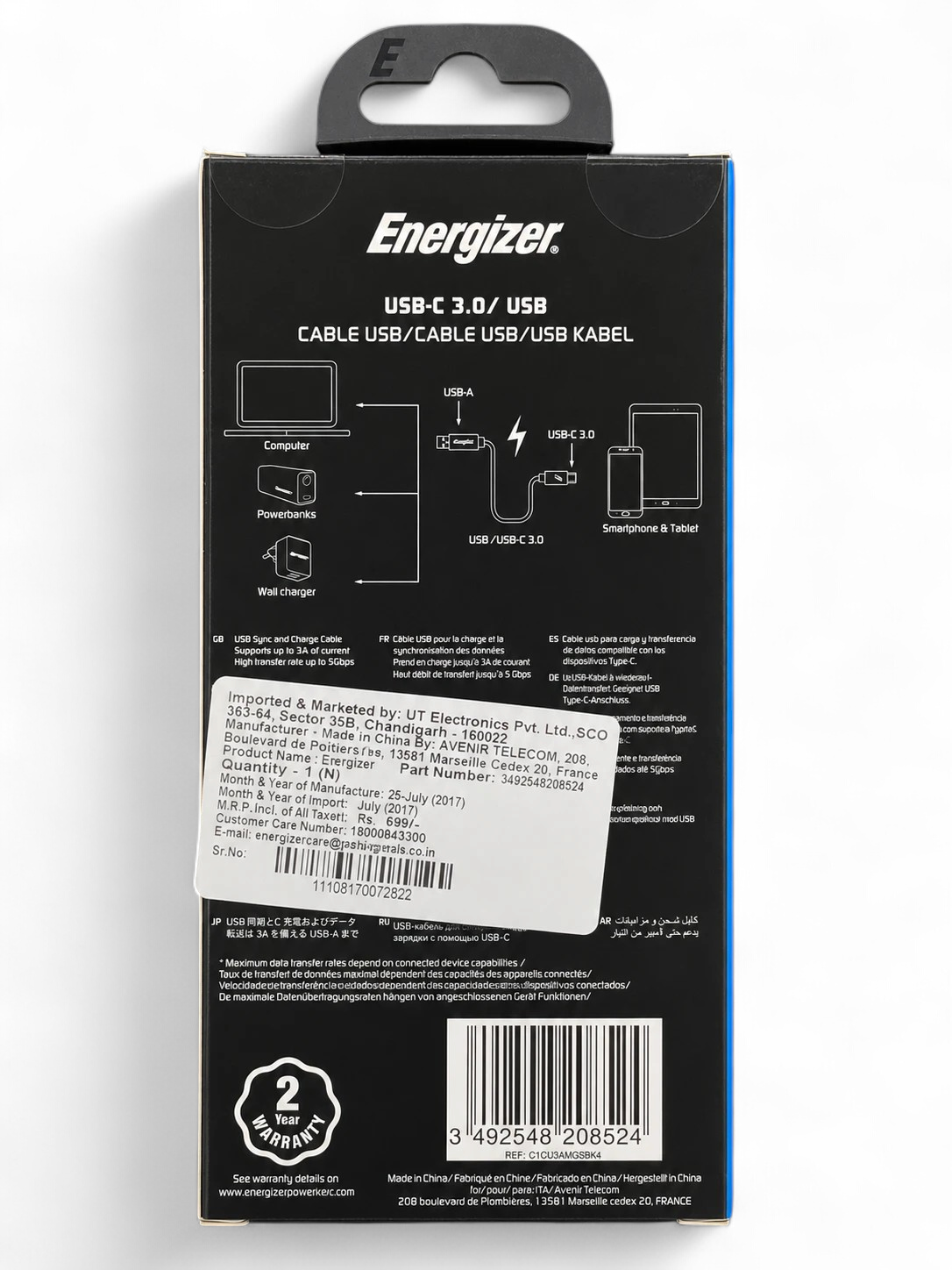 Energizer Hightech USB-C 3.0 to USB Cable 1m view 2