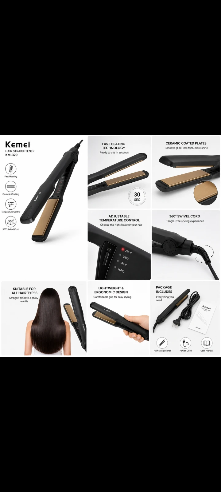 Professional Ceramic Plate Hair Straightener view 2