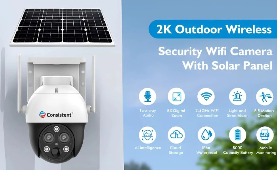 Consistent Solar Powered Outdoor Security Camera view 2