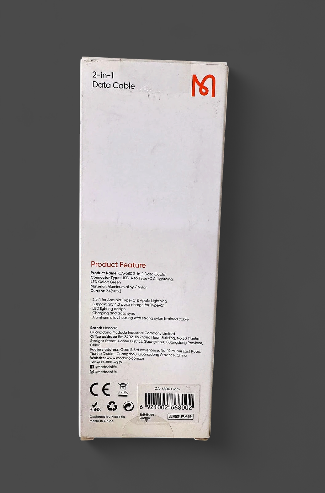 Mcdodo 2-in-1 USB Data Cable Type-C & Lightning 1.2m view 3