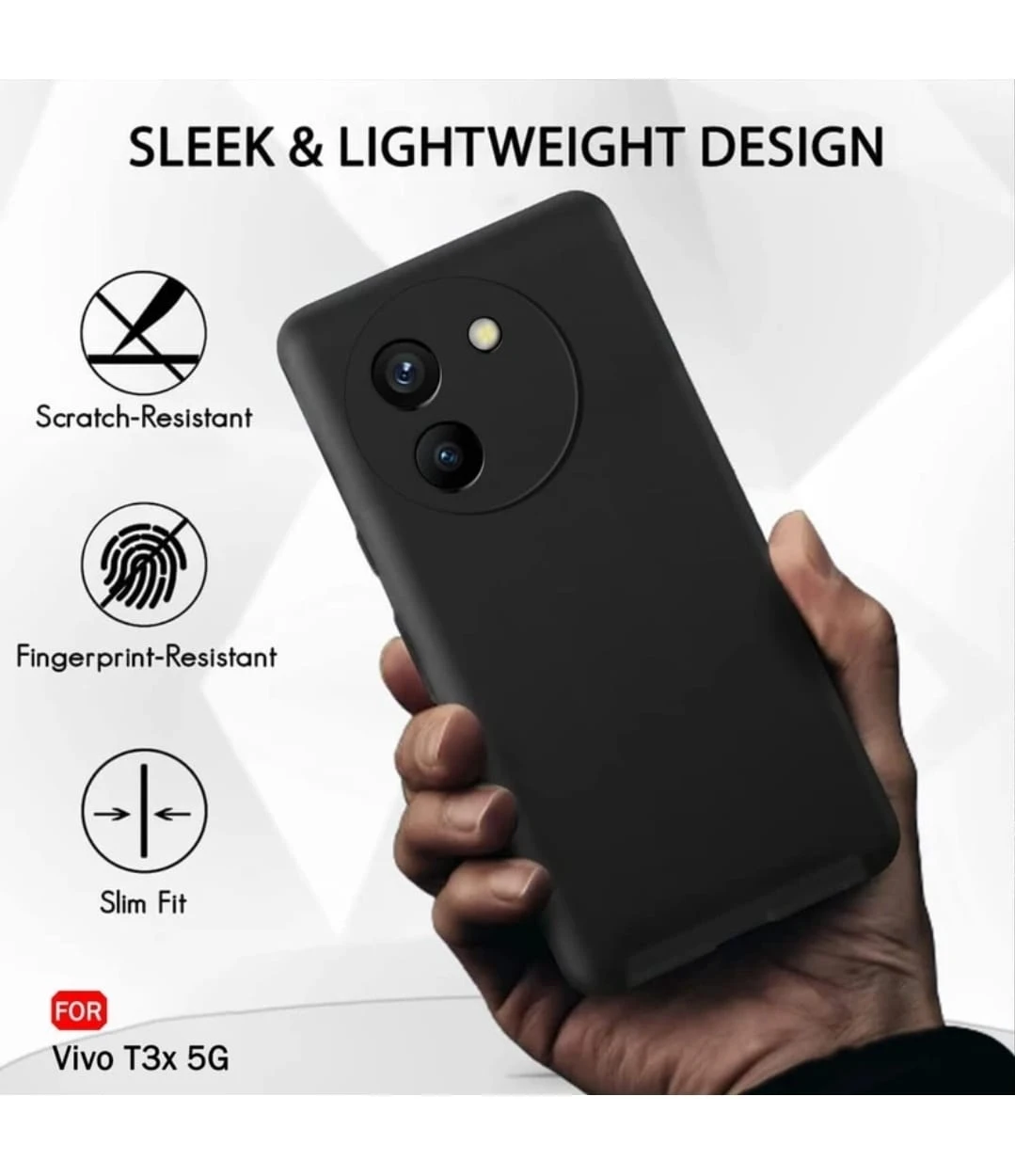Vivo T3X 5G Premium Slim Protective Back Cover Case - Black view 2