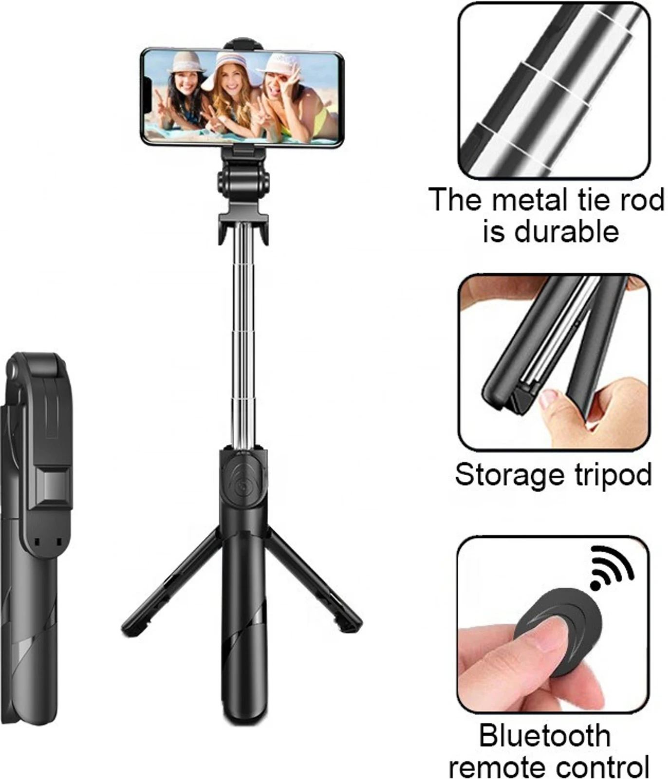 Portable Selfie Stick Tripod with Phone Stand view 3