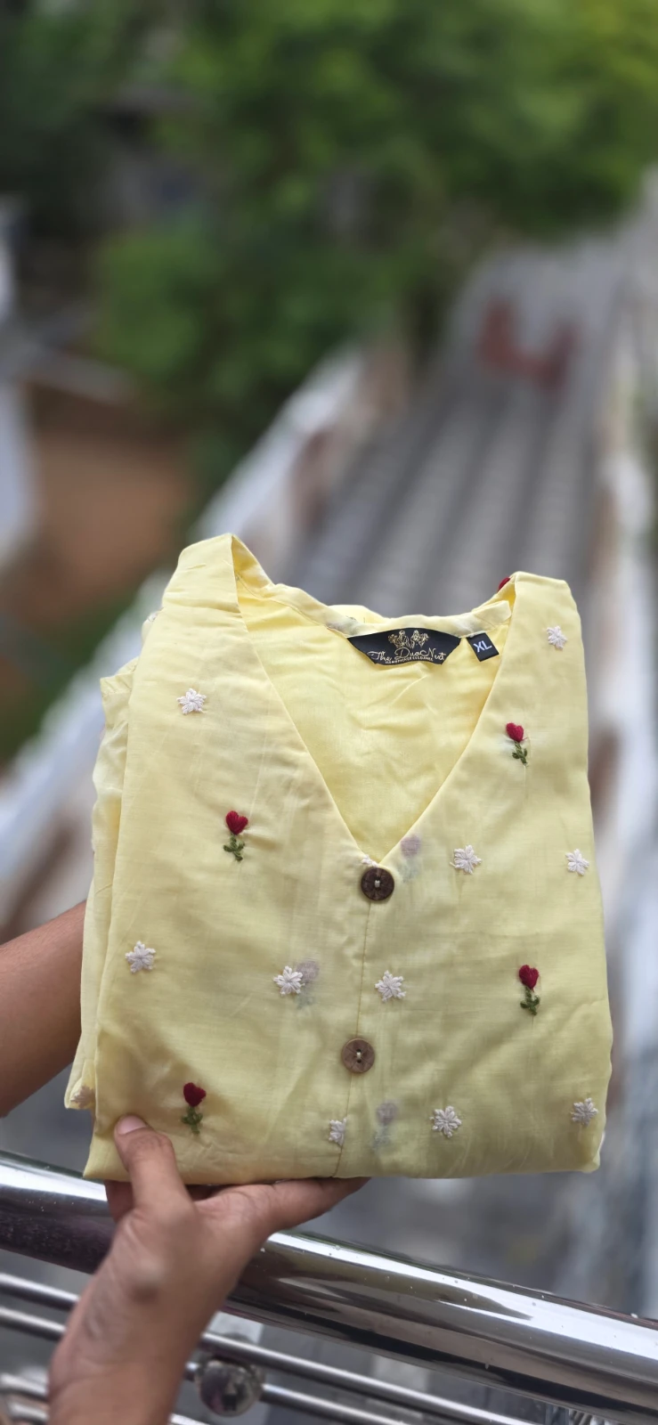 Women’s Light Yellow Embroidered A-Line Kurta view 3