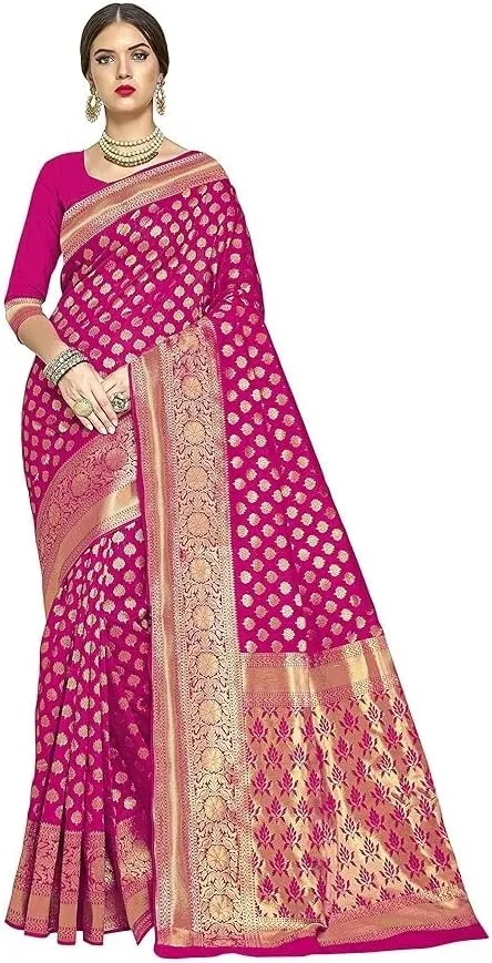 Pure Kanchipuram Kanjivaram Silk Saree For Women With Zari And Smooth Thread Weaving All Over Saree Attach With Unstitch Blouse Piece view 2