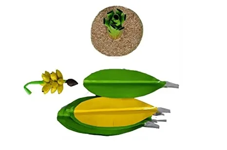 Banana Tree for Pooja - Metal Banana Trees for Decoration (1.6 Inches) pair view 2