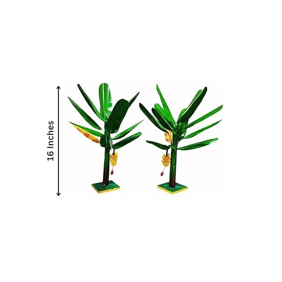 Artificial Banana Tree for Pooja - Metal Banana Trees for Decoration (16 Inches) golu dolls decor 1pair set view 3