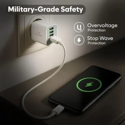 Four Port 4.2A Wall Micro Charger, USB Wall Charger Fast Charging Adapator view 3