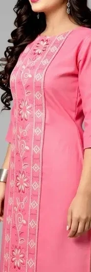 Hetsa Women Embroidered Kurta (Pink) view 6