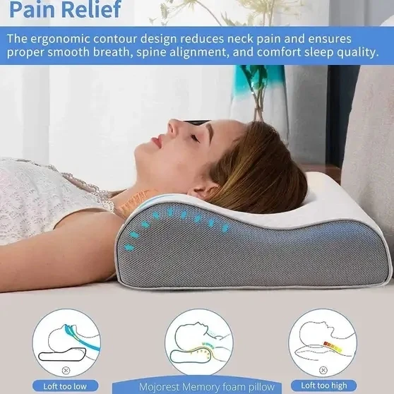 Memory Foam Orthopaedic Pillow Solid ORTHOPEDIC Solid Sleeping (Grey) view 1