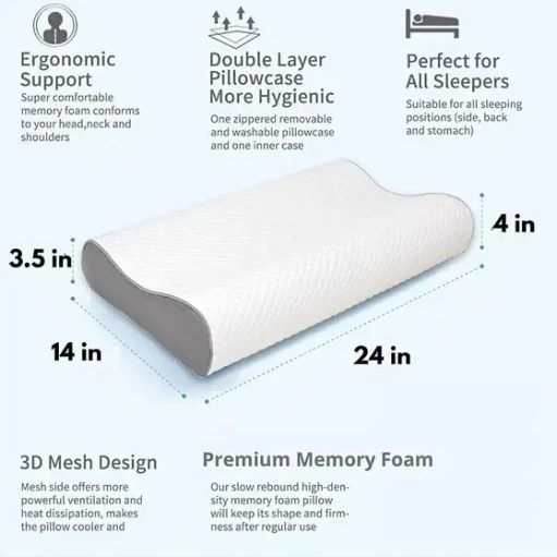 Memory Foam Orthopaedic Pillow Solid ORTHOPEDIC Solid Sleeping (Grey) view 2