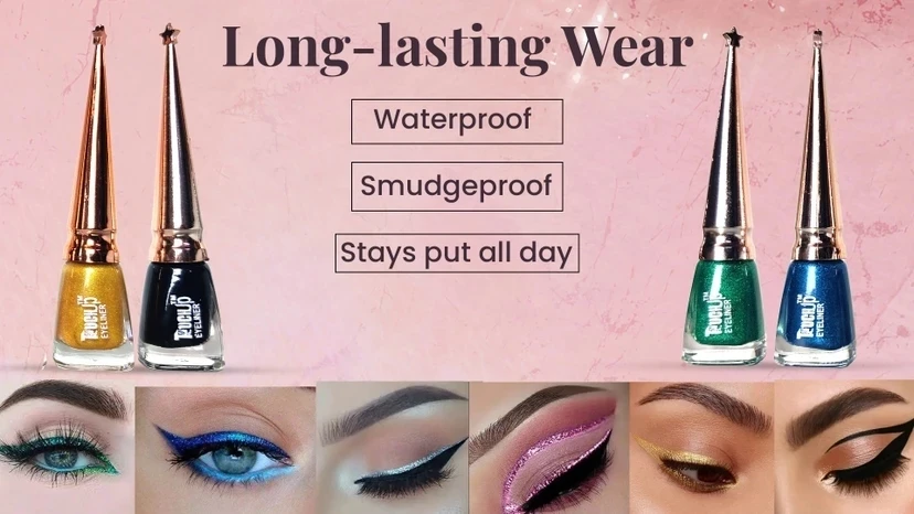 Touchup Waterproof Glitter Liquid Eyeliner Set (Glitter Golden, Glitter) view 2