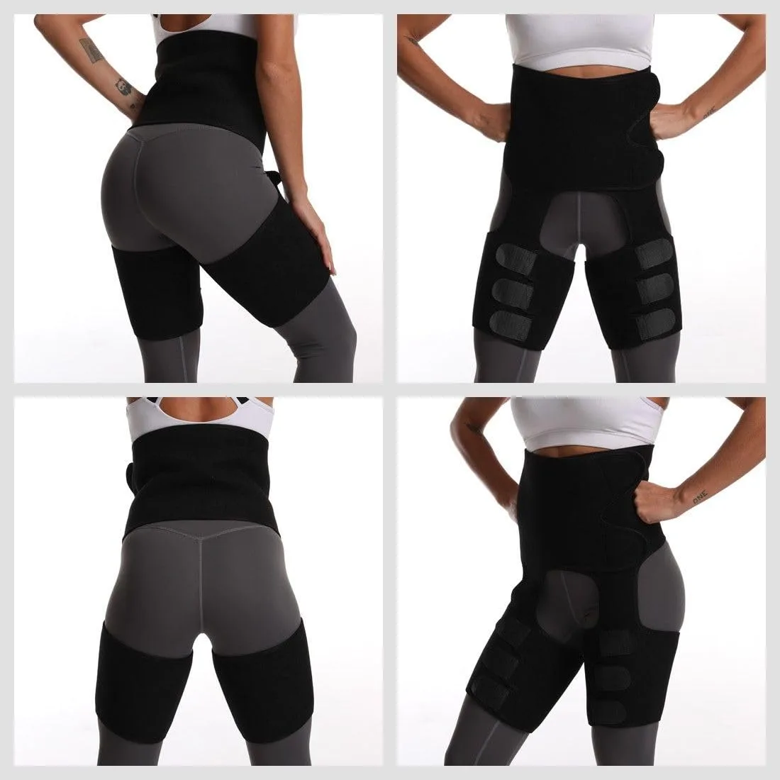 Ahina 2-in-1 Sweat Shaper Belt for Women – Waist Trainer & Thigh Trimmer for Belly Fat, Leg Slimming, and Workout Performance Boost- Multicolor view 5