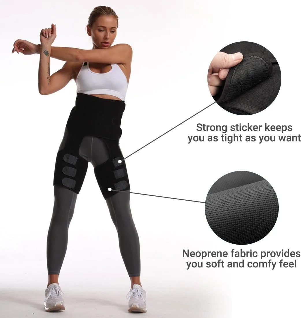 Ahina 2-in-1 Sweat Shaper Belt for Women – Waist Trainer & Thigh Trimmer for Belly Fat, Leg Slimming, and Workout Performance Boost- Multicolor view 6