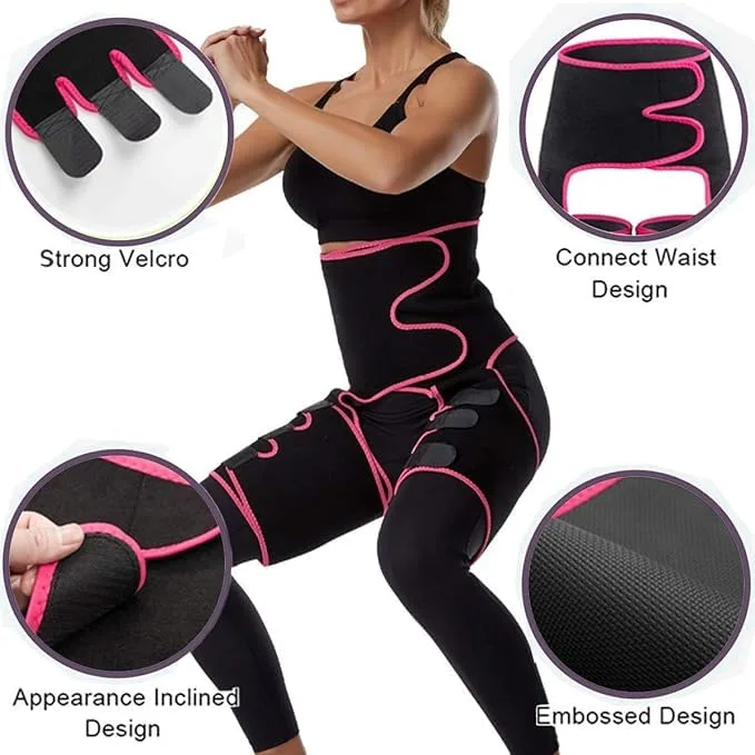 Ahina 2-in-1 Sweat Shaper Belt for Women – Waist Trainer & Thigh Trimmer for Belly Fat, Leg Slimming, and Workout Performance Boost- Multicolor view 7