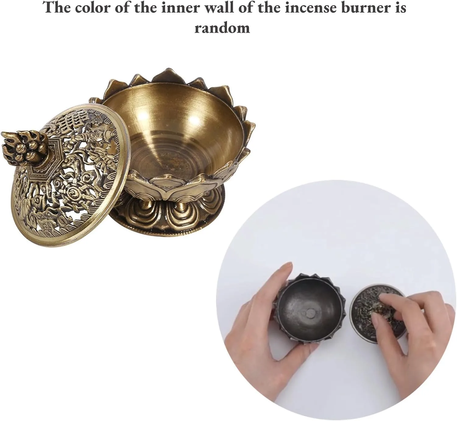 Ahina Lotus Incense Burner 9 Holes Vintage Incense Burner Cover Lotus Flower Shaped Incense Holder for Stick and Cone Incense(Bronze) view 8