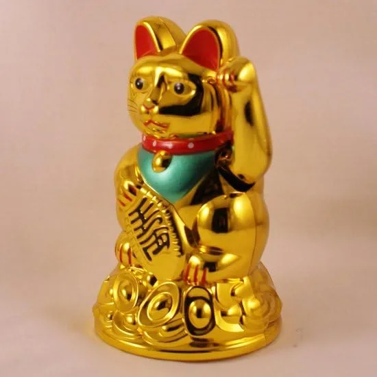 Ahina Maneki Neko Waving Cat Perfect for Home & Office DecorBattery Operated Feng Shui Lucky Cat – Waving Maneki Neko Figurine for Wealth & Prosperity (Gold)- 4.5 inches in Size view 6