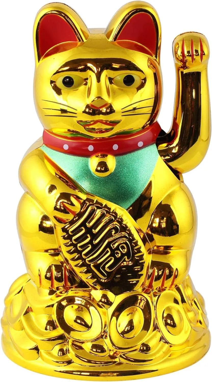 Ahina Maneki Neko Waving Cat Perfect for Home & Office DecorBattery Operated Feng Shui Lucky Cat – Waving Maneki Neko Figurine for Wealth & Prosperity (Gold)- 4.5 inches in Size view 7