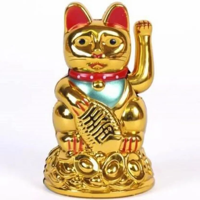 Ahina Maneki Neko Waving Cat Perfect for Home & Office DecorBattery Operated Feng Shui Lucky Cat – Waving Maneki Neko Figurine for Wealth & Prosperity (Gold)- 4.5 inches in Size view 8