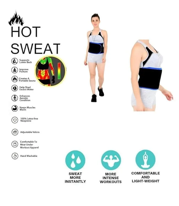Ahina Hot Sweat Belt | Neoprene | Multicolor | Free Size | Waist Trimmer Workout Belt for Men and Women- Multicolor Multicolour view 4