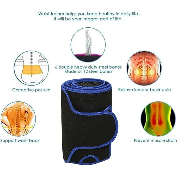 Ahina Hot Sweat Belt | Neoprene | Multicolor | Free Size | Waist Trimmer Workout Belt for Men and Women- Multicolor Multicolour view 6