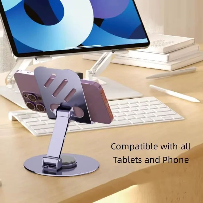 Ahina Mobile Stand, All Metal Adjustable Phone Holder, Stable Desktop Stand with 360 Degree Rotation view 2