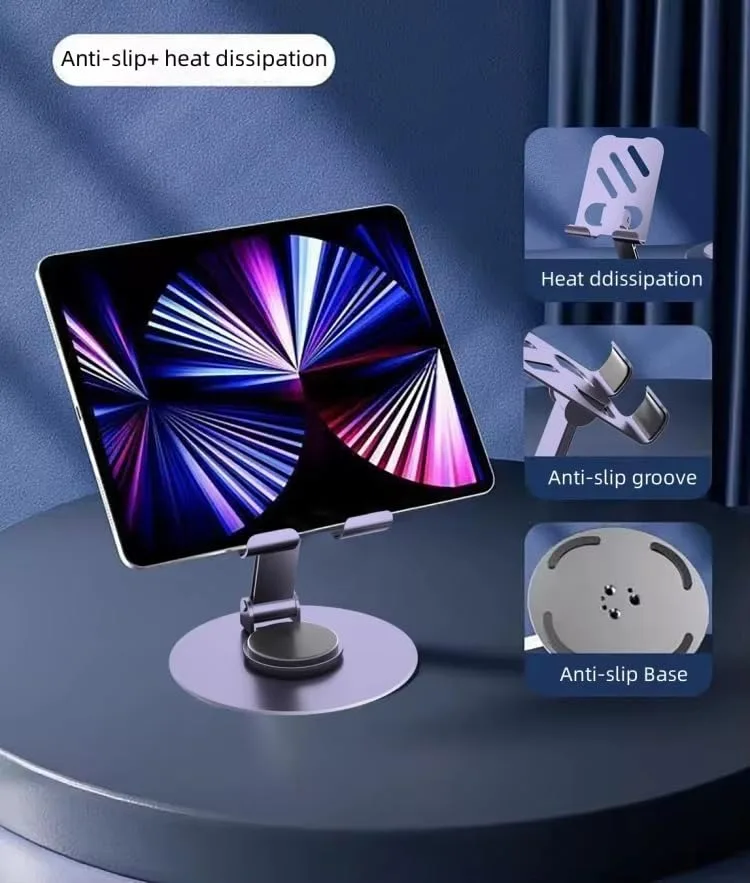 Ahina Mobile Stand, All Metal Adjustable Phone Holder, Stable Desktop Stand with 360 Degree Rotation view 6