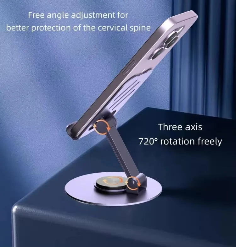 Ahina Mobile Stand, All Metal Adjustable Phone Holder, Stable Desktop Stand with 360 Degree Rotation view 8