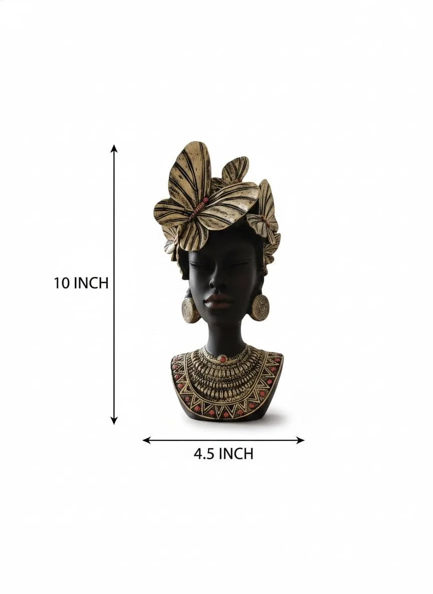 Elegant African Lady Decorative Showpiece with Butterfly Crown view 2