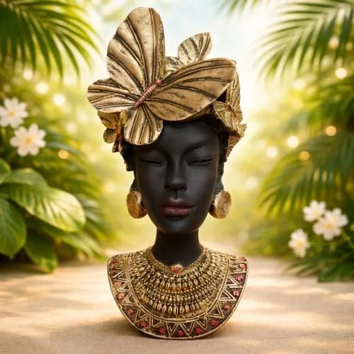 Elegant African Lady Decorative Showpiece with Butterfly Crown view 3