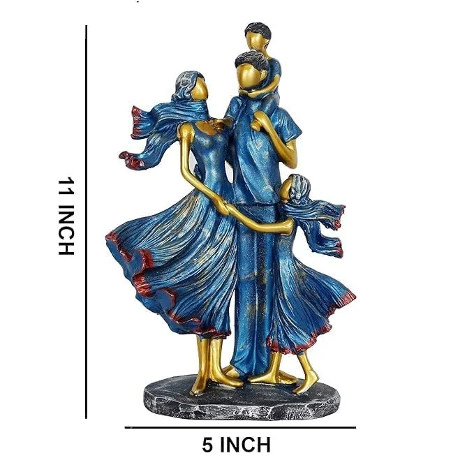 Blue & Gold Family Love Showpiece Statue view 2