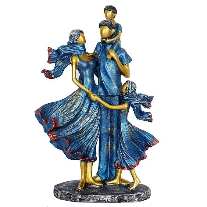 Blue & Gold Family Love Showpiece Statue view 3