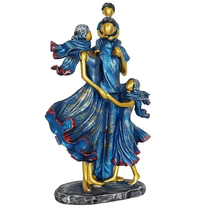 Blue & Gold Family Love Showpiece Statue view 4
