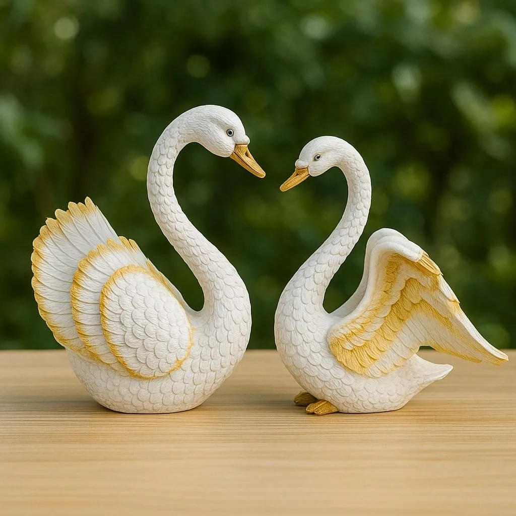 Elegant Swan Couple Showpiece Set view 3
