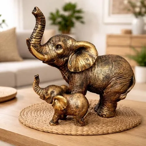 Premium Golden Elephant Figurines (Set of 2) view 3
