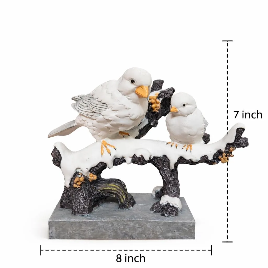 Winter Birds on Snowy Branch Statue view 2