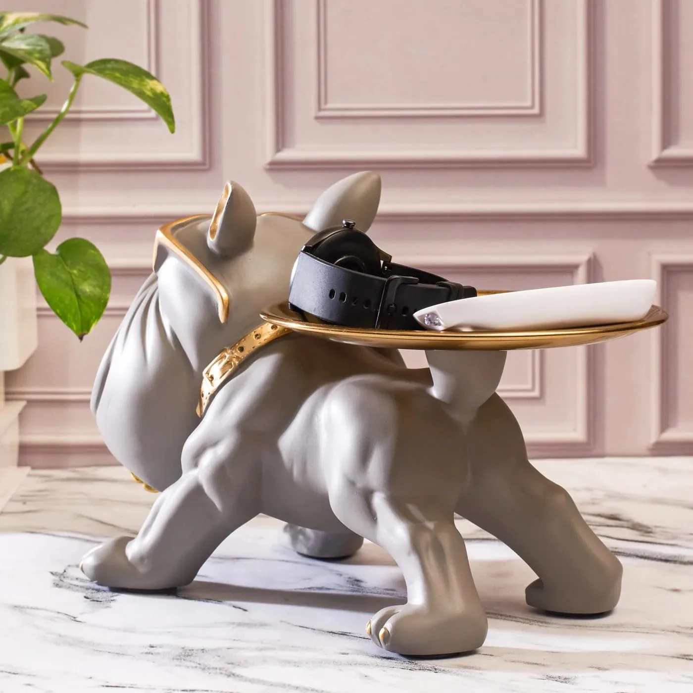Decorative Bulldog Organizer Statue view 2