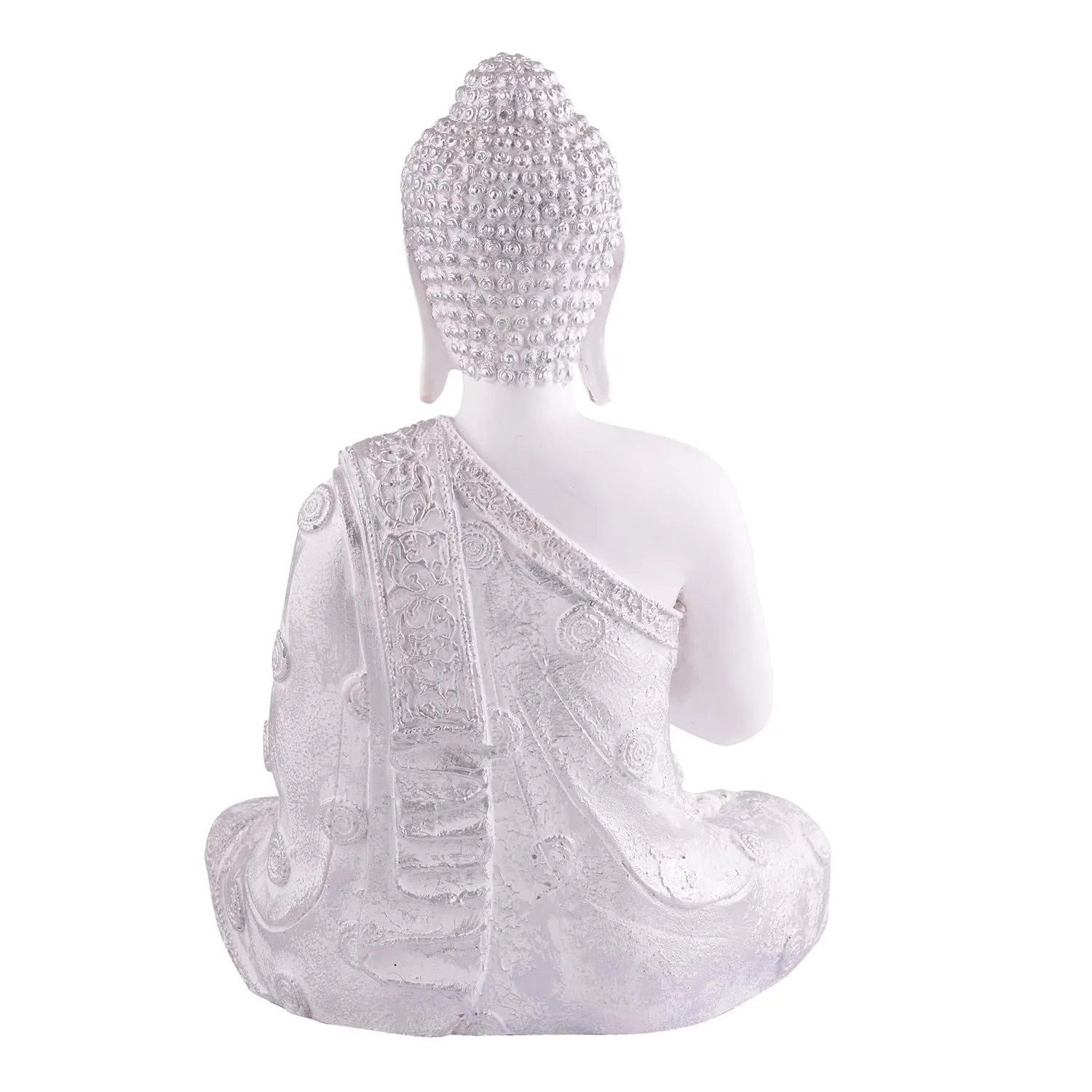 Premium White Buddha Idol with Golden Robe view 5