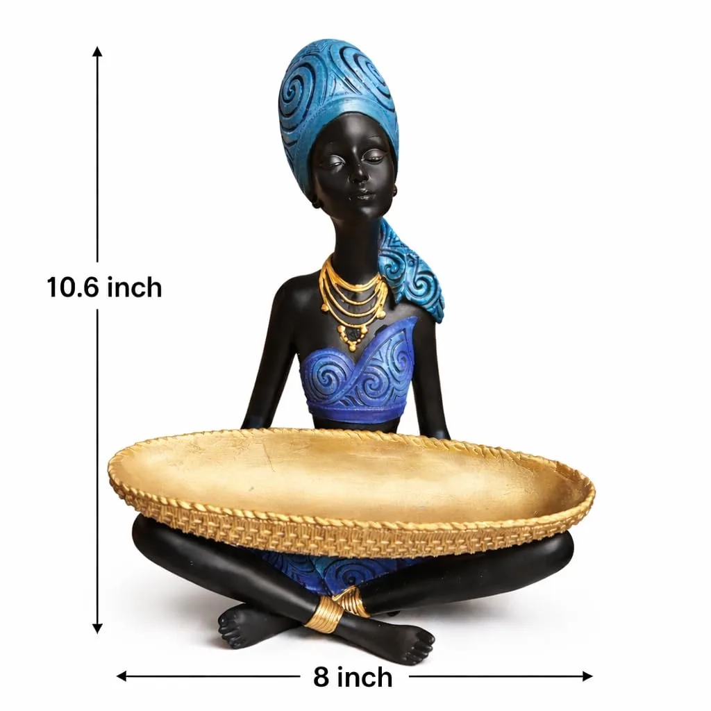 African Lady Decorative Bowl Statue view 2