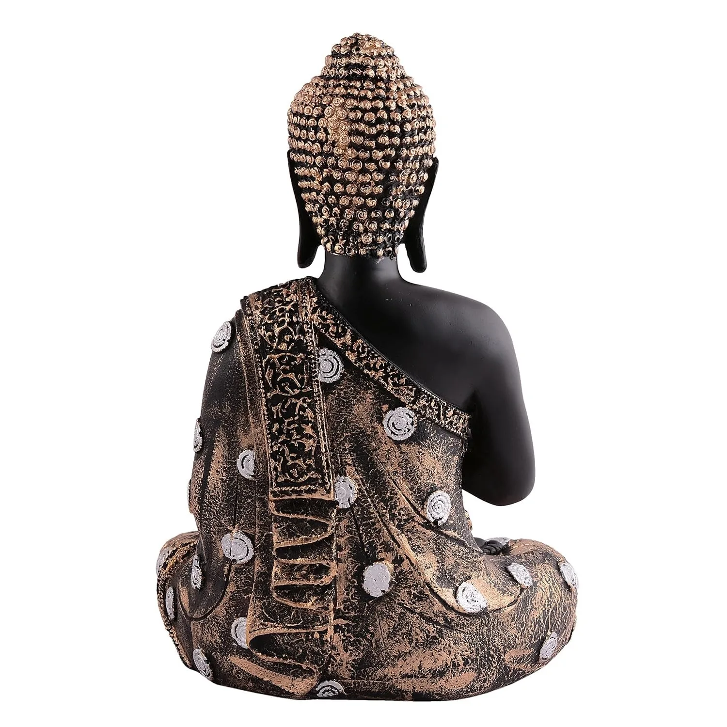 Meditating Buddha Statue, Black & Gold, Polystone view 5