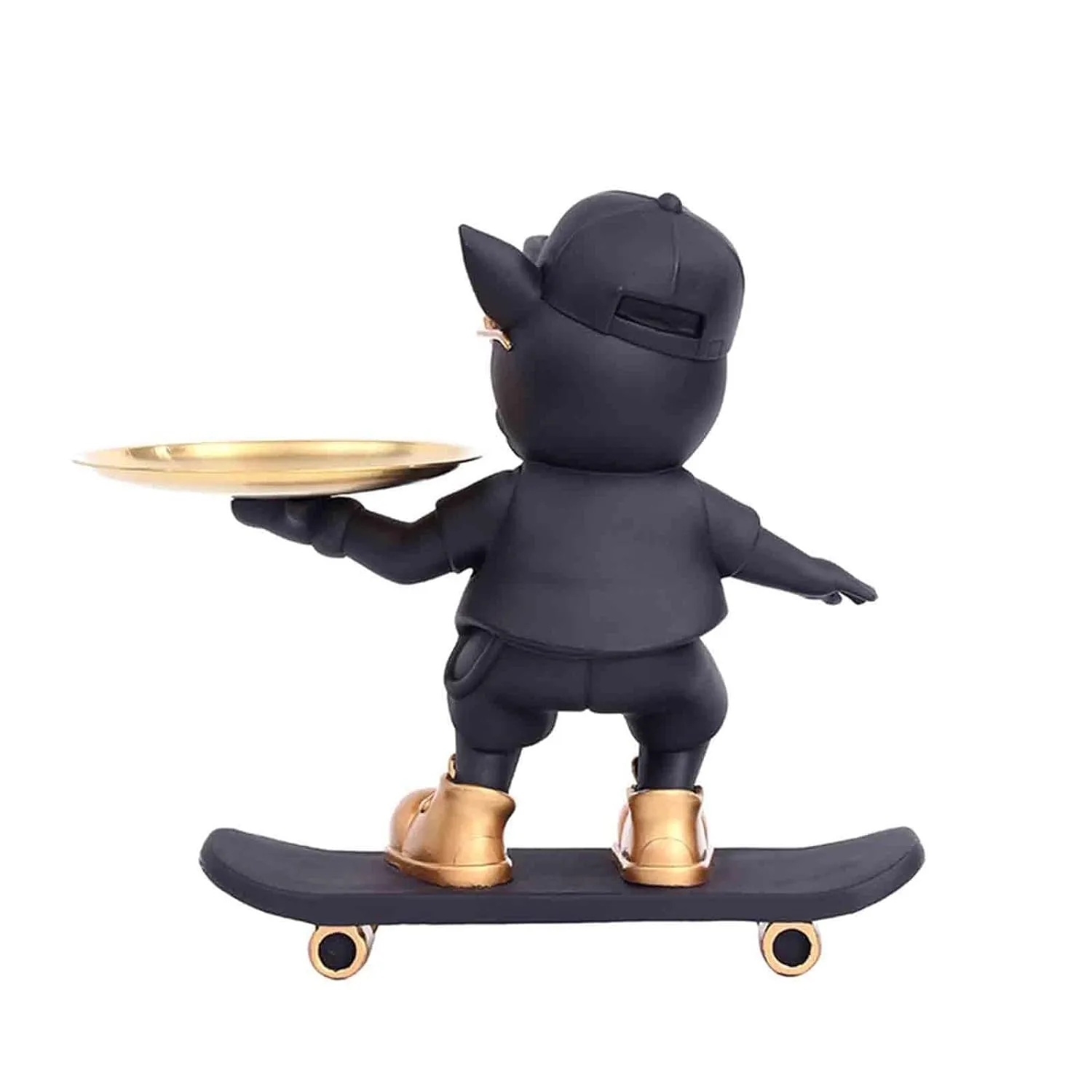 Skating Bulldog Resin Statue with Storage Tray view 2