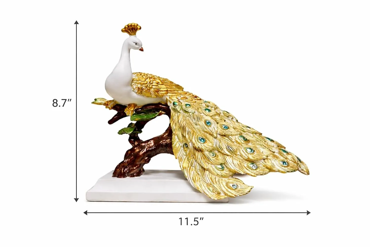 Luxury Golden Peacock on Tree Branch view 2