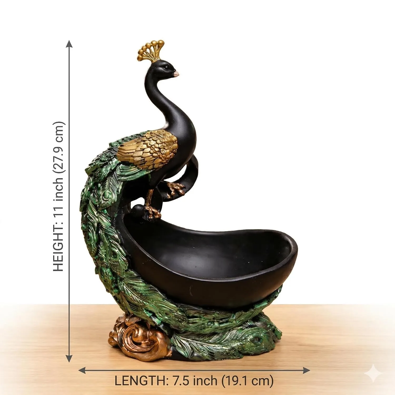 Luxury Peacock Decorative Bowl Showpiece for Home Décor (Multicolor) view 2