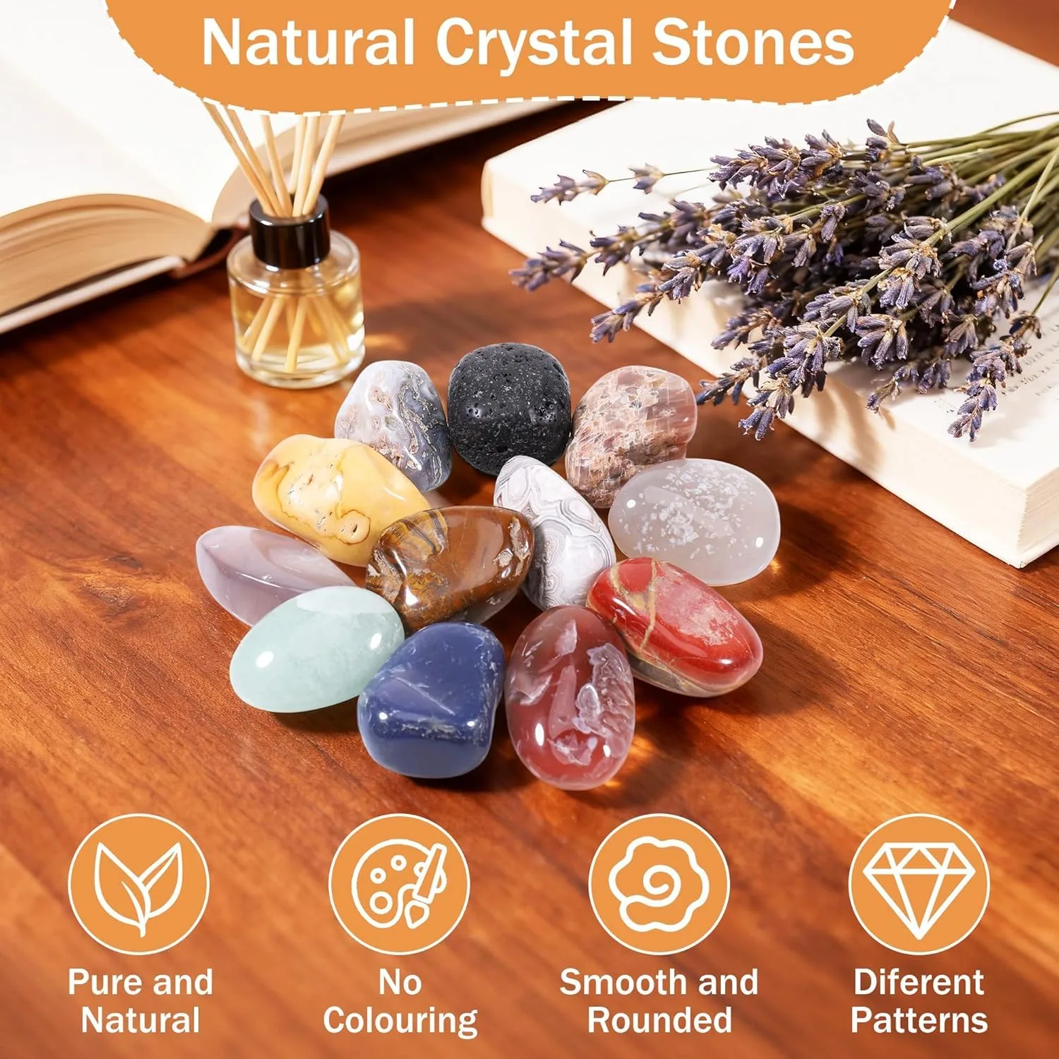 Ahina 12 Pcs Crystals and Healing Stones Set, Natural Polished Gemstones Collection, Tumbled Healing Crystals for Reiki, Yoga, Chakra Meditation and Positive Energy (1.2-2 Inch) view 8