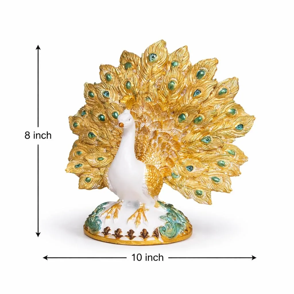 Golden Peacock Showpiece 10 inch view 2