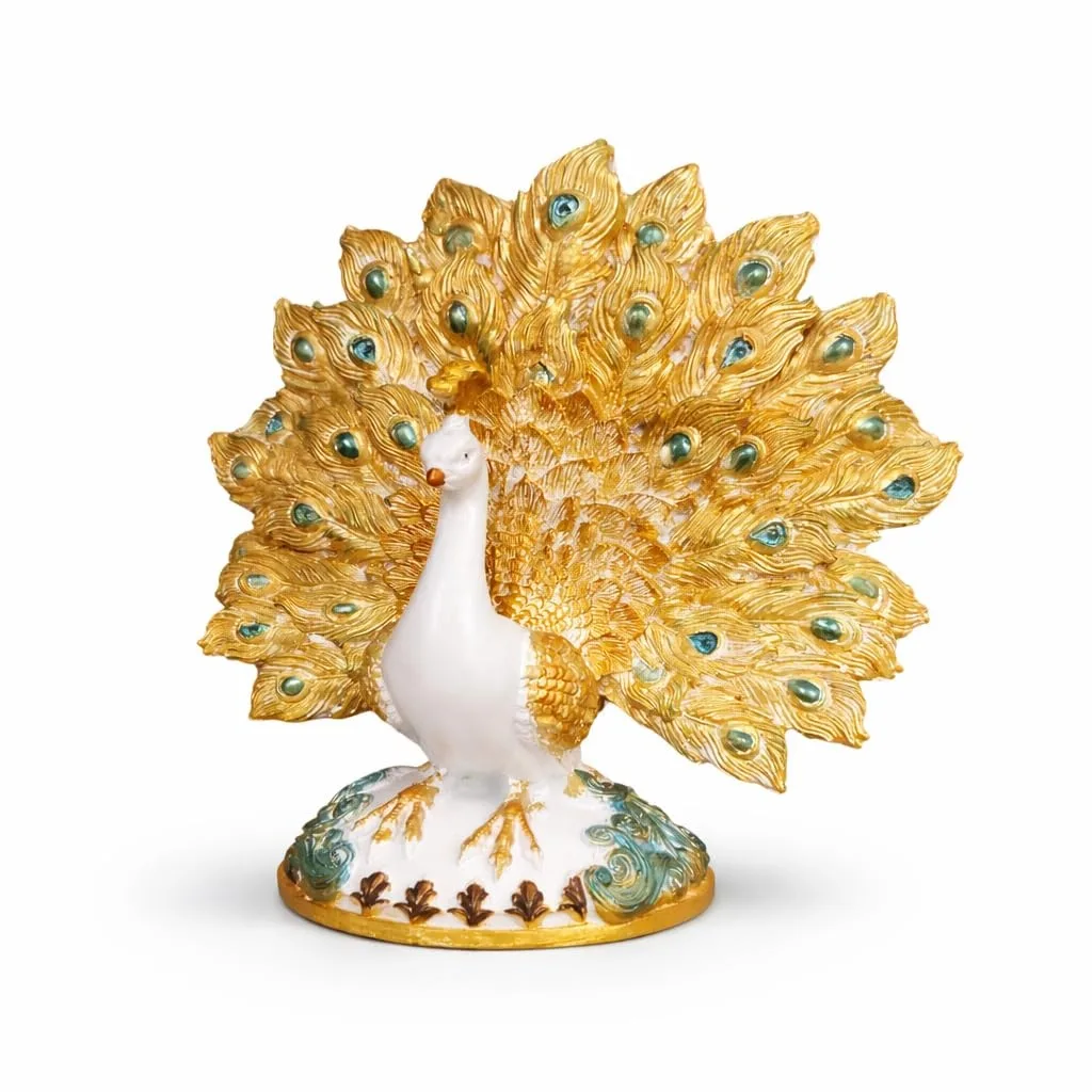Golden Peacock Showpiece 10 inch view 3